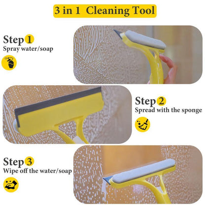 AlvdA™ 3-in-1 Window Cleaning Scraper, Squeegee & Spray Scrubber